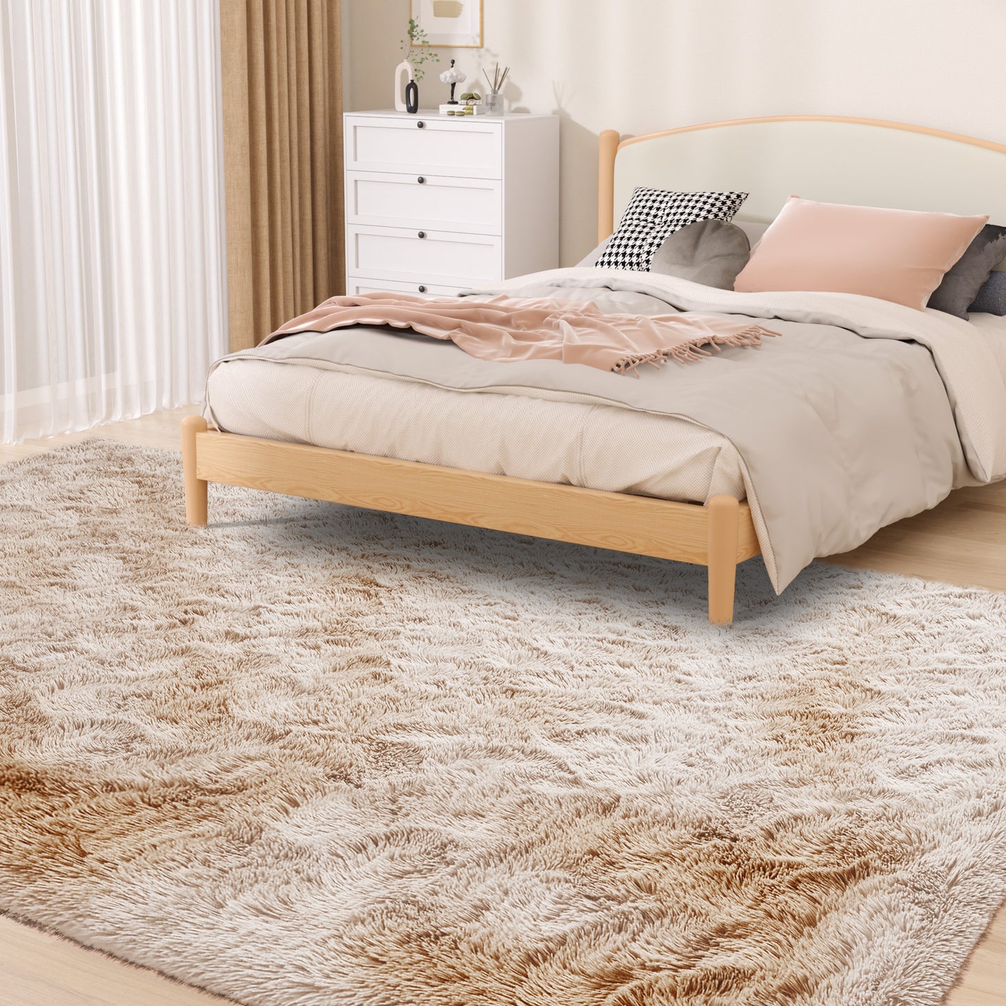 Cozydesg Soft Fluffy Modern Camel Area Rug, 8ft x 10ft,Camel