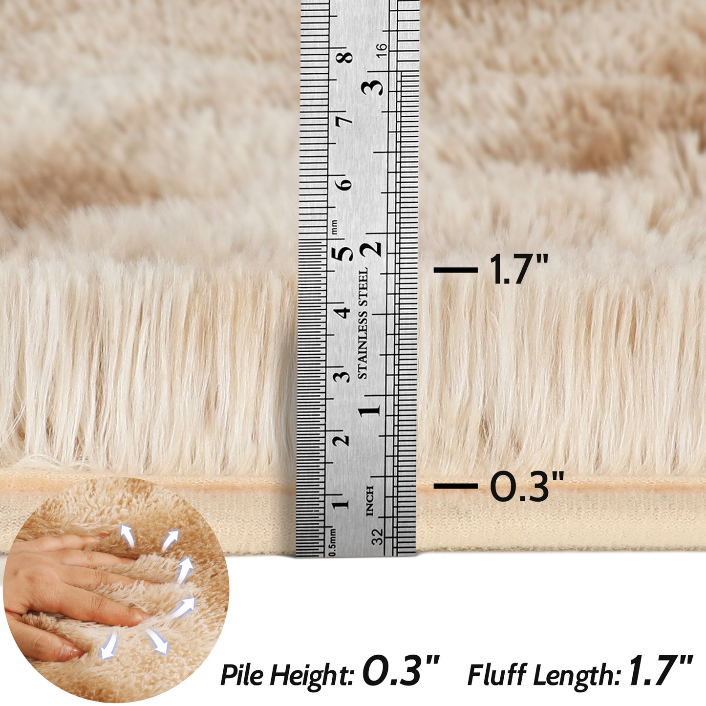 Cozydesg Soft Fluffy Modern Camel Area Rug, 8ft x 10ft,Camel