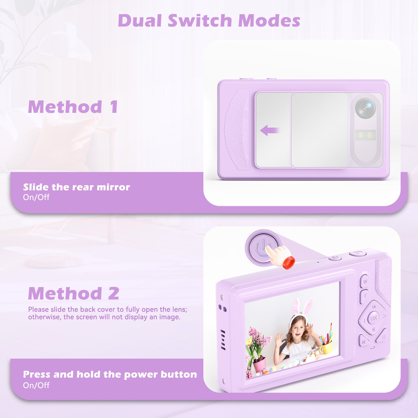 Lookfly Digital Camera,FHD 1080P Point and Shoot Kids Camera,Camera for Photography with 32GB Card ,18X Zoom Anti Shake,48MP,Compact Small Digital Camera for Boys Girls Kids,Purple