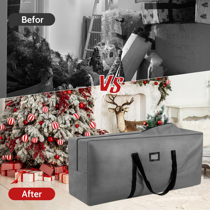 3 Pack Large Christmas Tree Storage Bag,Fits UP to 7.5 ft Artificial Trees,Christmas Wreath Garland Storage Bag,Christmas Ornament Storage Box,Reinforced Handles & Zipper,Gray