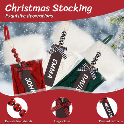 6-Pack Christmas Stockings, 18" Personalized Xmas Stockings, Large Knitted Stockings for Holiday Party Decor Burgundy, lvory, Green