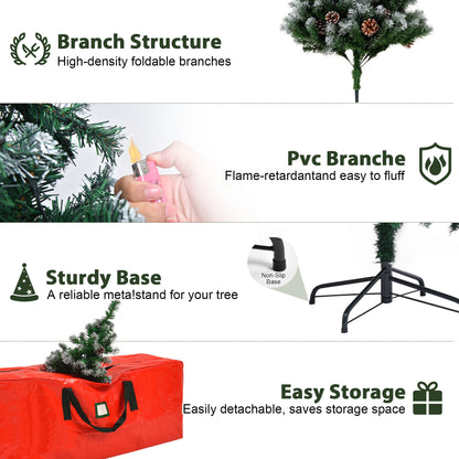 7.5ft Prelit Christmas Pine Tree, 8 Modes LED Lights, Artificial Spruce Xmas Tree with Large Storage Bag