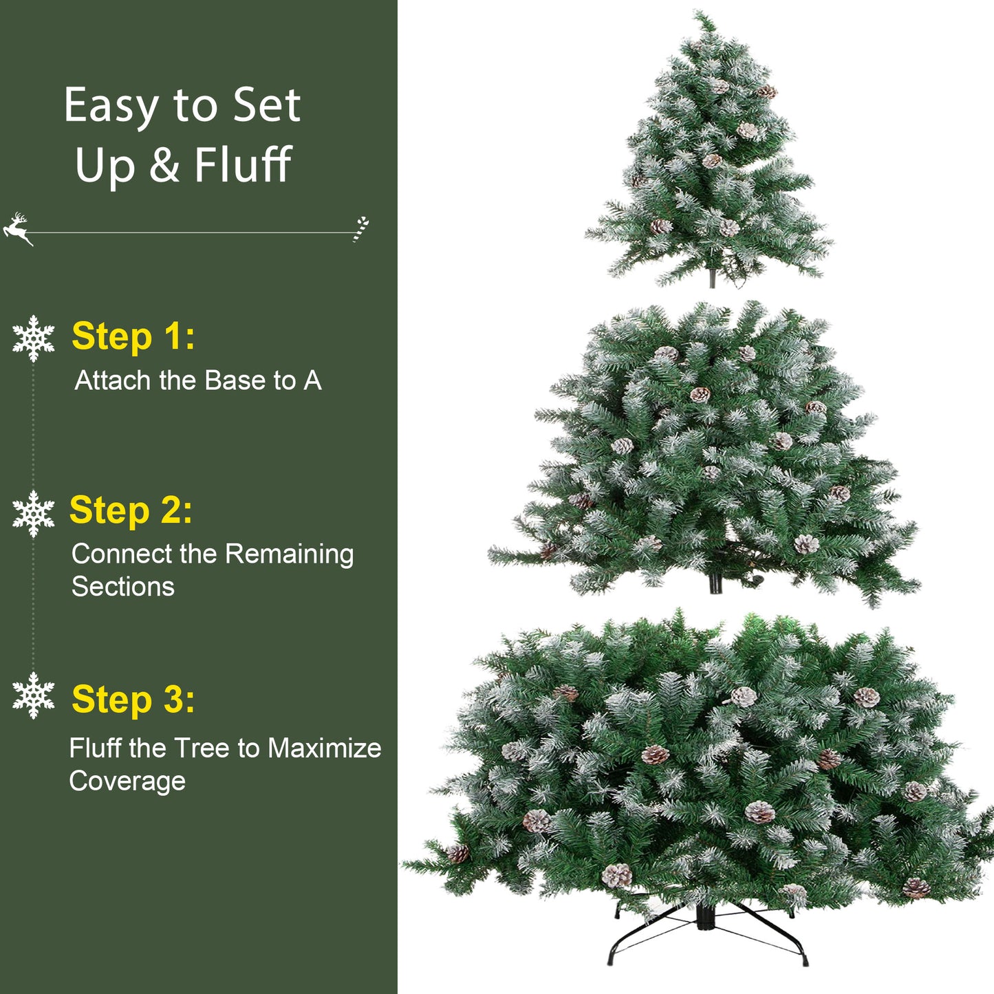 7.5ft Prelit Christmas Pine Tree, 8 Modes LED Lights, Artificial Spruce Xmas Tree with Large Storage Bag