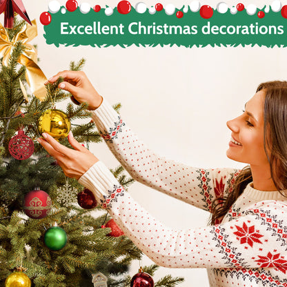 132PCS Christmas Ball Ornament Set, Shatterproof Hanging Christmas Tree Decorations for Holiday Decor Party