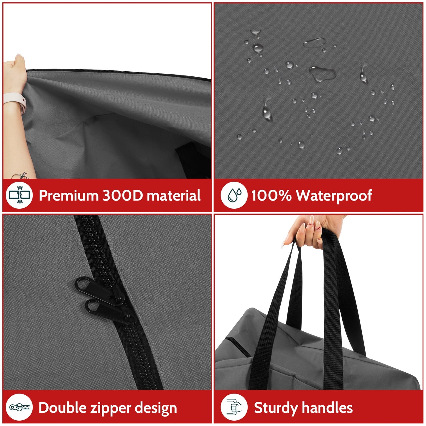 3 Pack Large Christmas Tree Storage Bag,Fits UP to 7.5 ft Artificial Trees,Christmas Wreath Garland Storage Bag,Christmas Ornament Storage Box,Reinforced Handles & Zipper,Gray