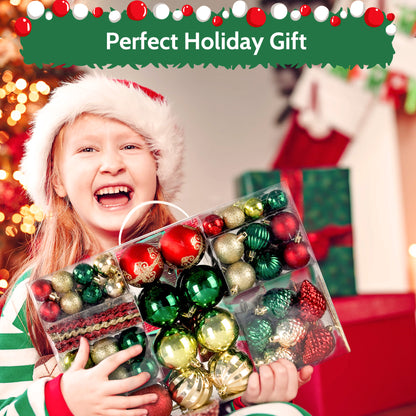 132PCS Christmas Ball Ornament Set, Shatterproof Hanging Christmas Tree Decorations for Holiday Decor Party