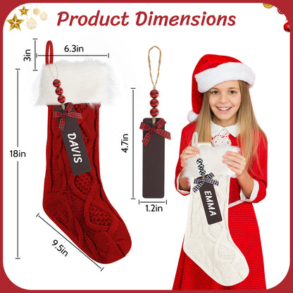 6-Pack Christmas Stockings, 18" Personalized Xmas Stockings, Large Knitted Stockings for Holiday Party Decor Burgundy, lvory, Green