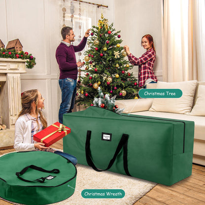 3 Pack Large Christmas Tree Storage Bag,Fits UP to 7.5 ft Artificial Trees,Christmas Wreath Garland Storage Bag,Christmas Ornament Storage Box,Reinforced Handles & Zipper,Green