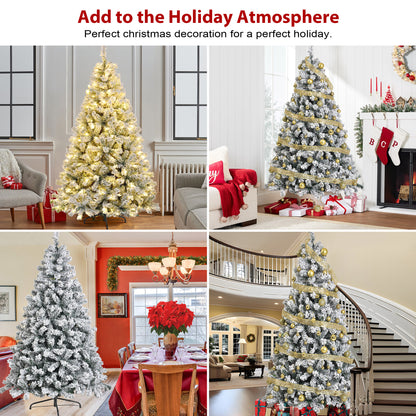 7.5ft Prelit Snow Flocked Christmas Tree,8 Modes LED Lights,Artificial Xmas Tree with Large Storage Bag