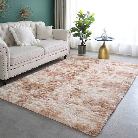 Cozydesg Soft Fluffy Modern Camel Area Rug, 8ft x 10ft,Camel