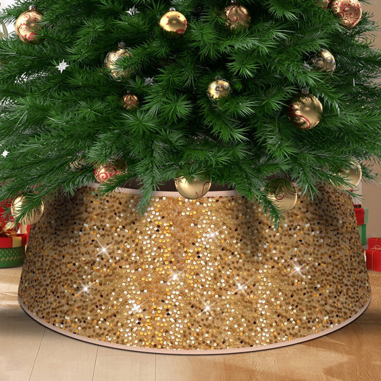 34" Sequin Christmas Tree Collar,Tree Bottom Base,Foldable Bottom Decoration for Christmas Holiday,Gold