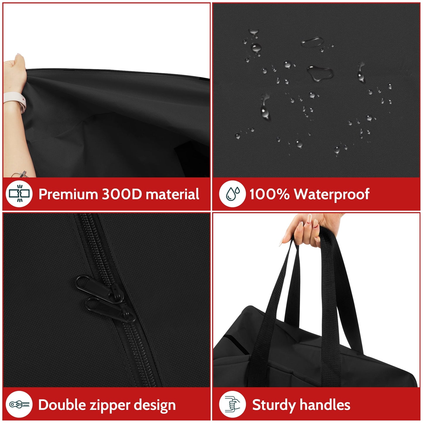 3 Pack Large Christmas Tree Storage Bag,Fits UP to 7.5 ft Artificial Trees,Christmas Wreath Garland Storage Bag,Christmas Ornament Storage Box,Reinforced Handles & Zipper,Black